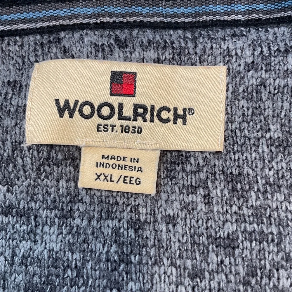 Woolrich Mens XXL Navy Blue Heather Quarter Zip Fleece Pullover Sweater Jacket